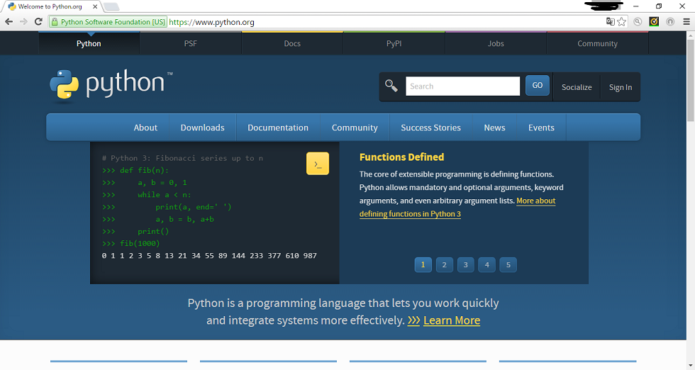 Pythonの公式ホームページ