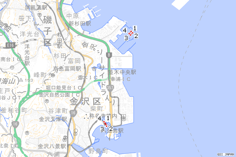第731項 京浜港 横浜区、第５区 漁具設置 の位置を示す地図