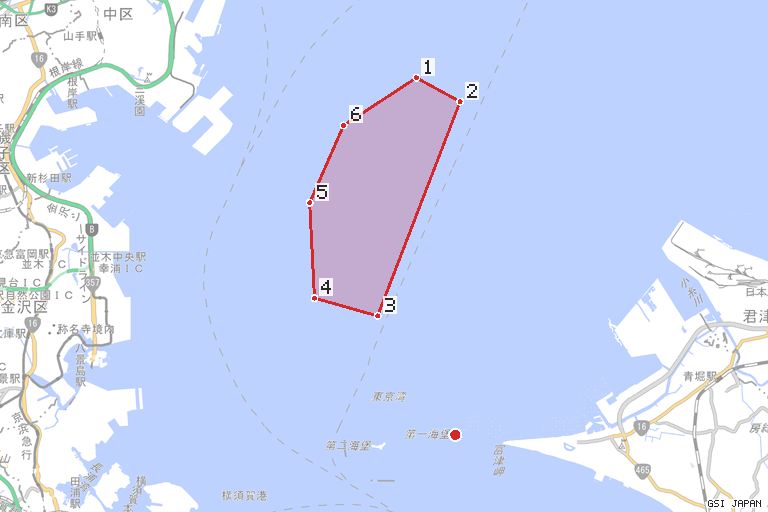 第735項 東京湾 中ノ瀬 海上訓練 の位置を示す地図