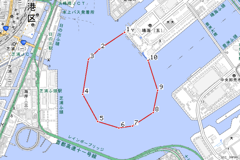 第771項 京浜港 東京区、第2区 航泊禁止 の位置を示す地図